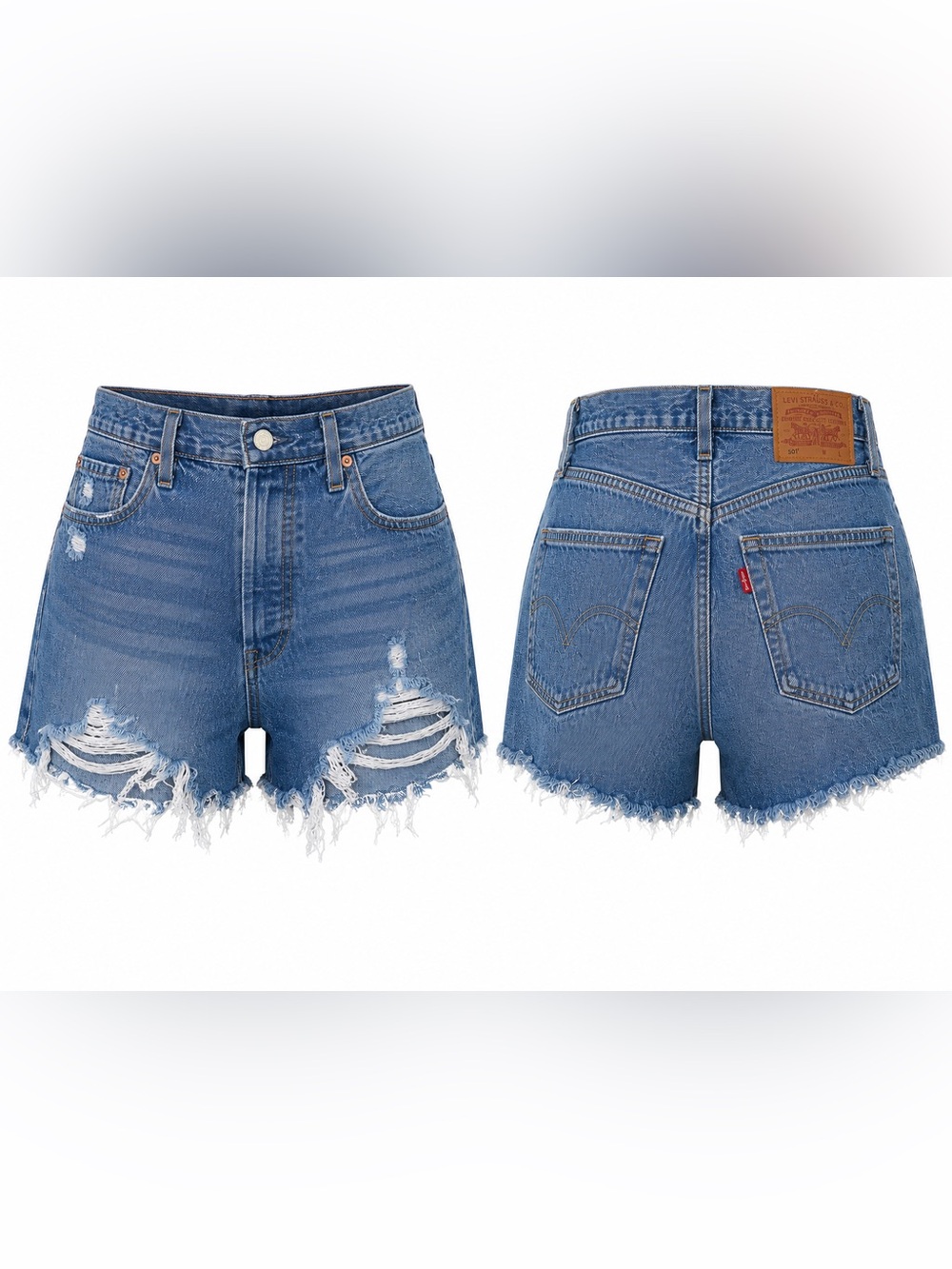 Levi's Premium 501 Original Distressed Denim Shorts Size W29